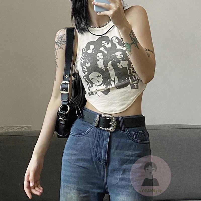 Áo Tank Top Không Tay Cổ Tròn In Chữ Thời Trang Mùa Hè Dành Cho Nữ