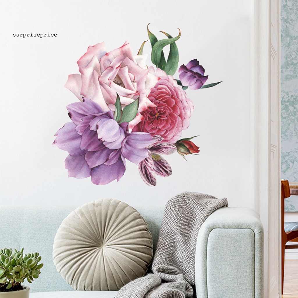 Sticker PVC Dán Tường Họa Tiết Hoa Mẫu Đơn Lớn Đa Năng Trang Trí Phòng Ngủ