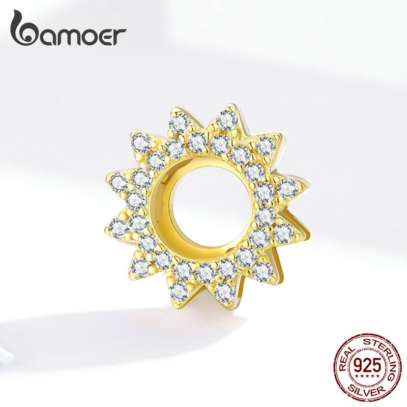 Mặt dây chuyền Bamoer  vàng hình dạng hoa hướng dương xinh xắn sang trọng