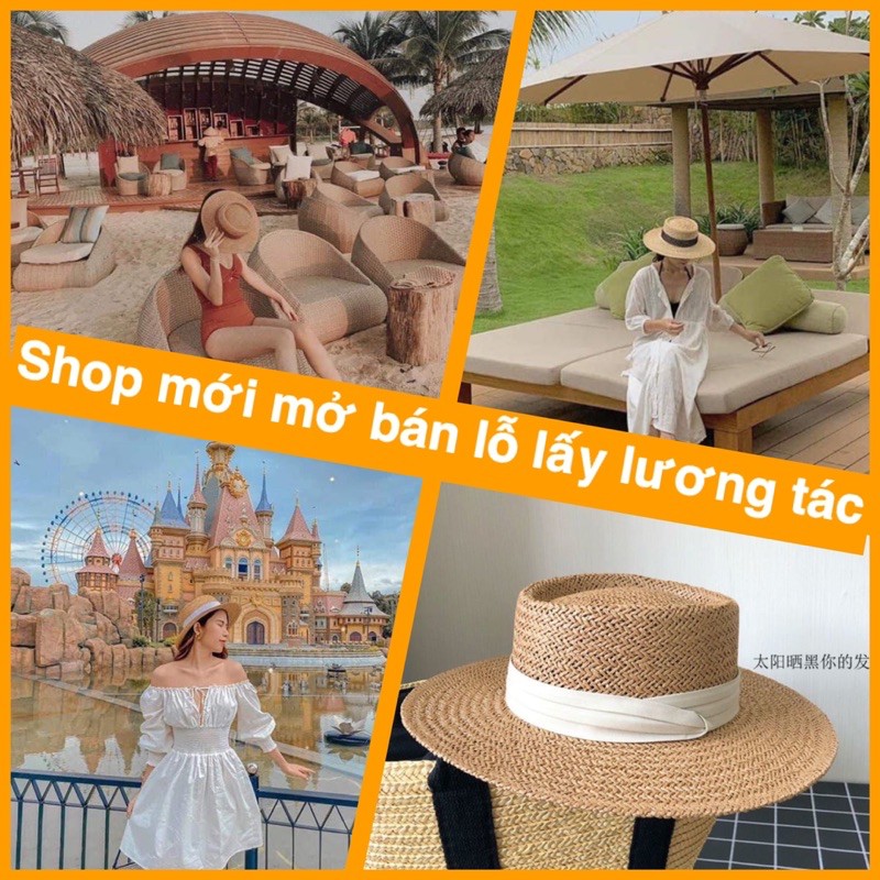 Mũ Cói Đi Biển Rộng Vành Cao Cấp Chống Nắng Mix Váy Maxi Chụp Ảnh Cực Chất