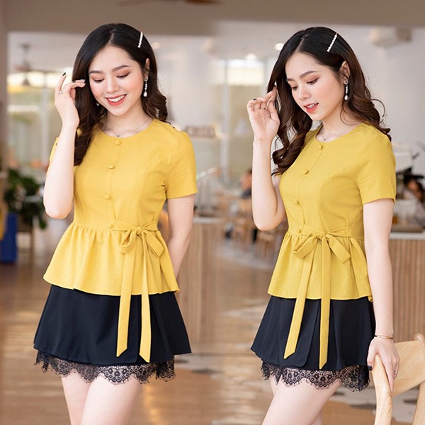 Áo Bigsize Nữ Kiểu Trung Niên - Áo cổ tròn xòe bụng nơ sườn cho người béo mập cực xinh xắn fullsize 40-130kg