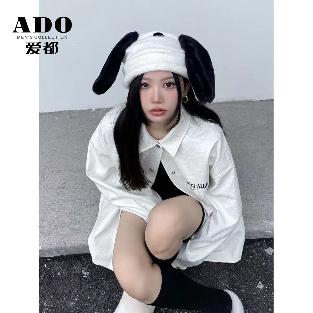 Ado Áo Khoác Bóng Chày Da pu Dáng Rộng Họa Tiết Da Cá Sấu Thời Trang Xuân Thu Mỹ Cho Nam Và Nữ