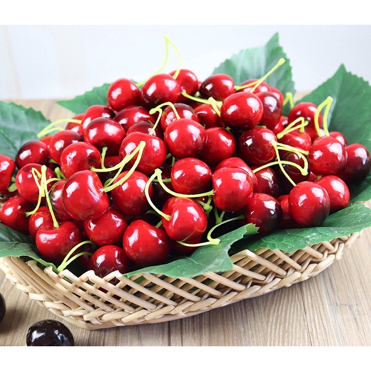 QUẢ GIẢ 🌺 100 QUẢ CHERRY GIẢ LÀM PHỤ KIỆN CHỤP HÌNH, TRANG TRÍ BẾP