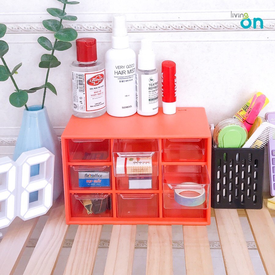 Tủ Kệ Nhựa Mini Đựng Đồ Đa Năng 9 Ngăn Mini để bàn đựng văn phòng phẩm, trang sức, vòng tay, mỹ phẩm