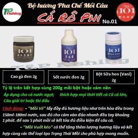 Bộ hương pha chế mồi câu cá Rô Phi 101 Đài Loan