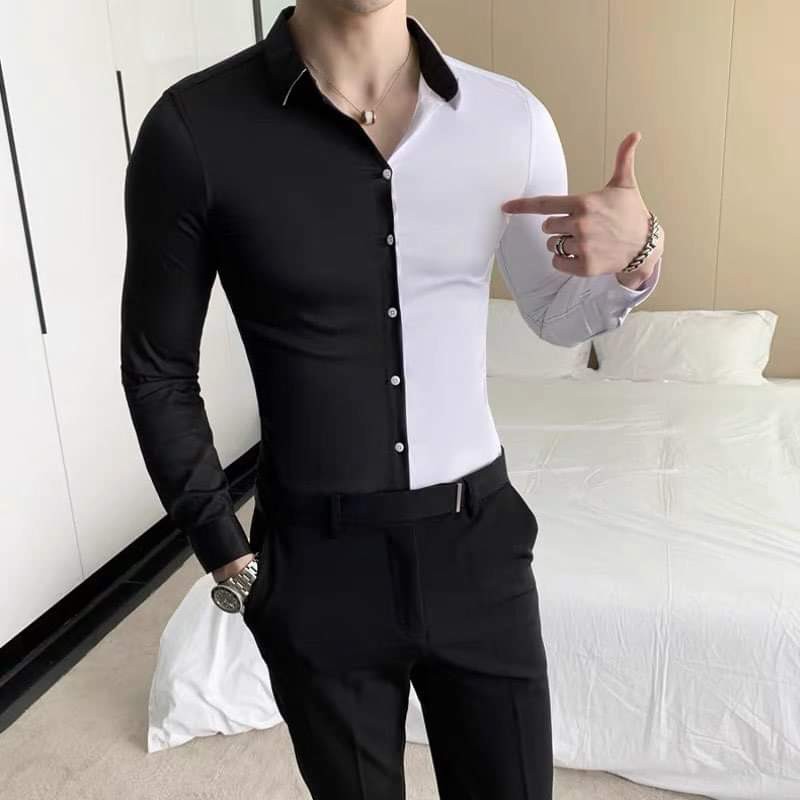 áo sơ mi trắng đen phong cách lạ đơn giản mà độc đáo dành cho các chàng trai GKM
