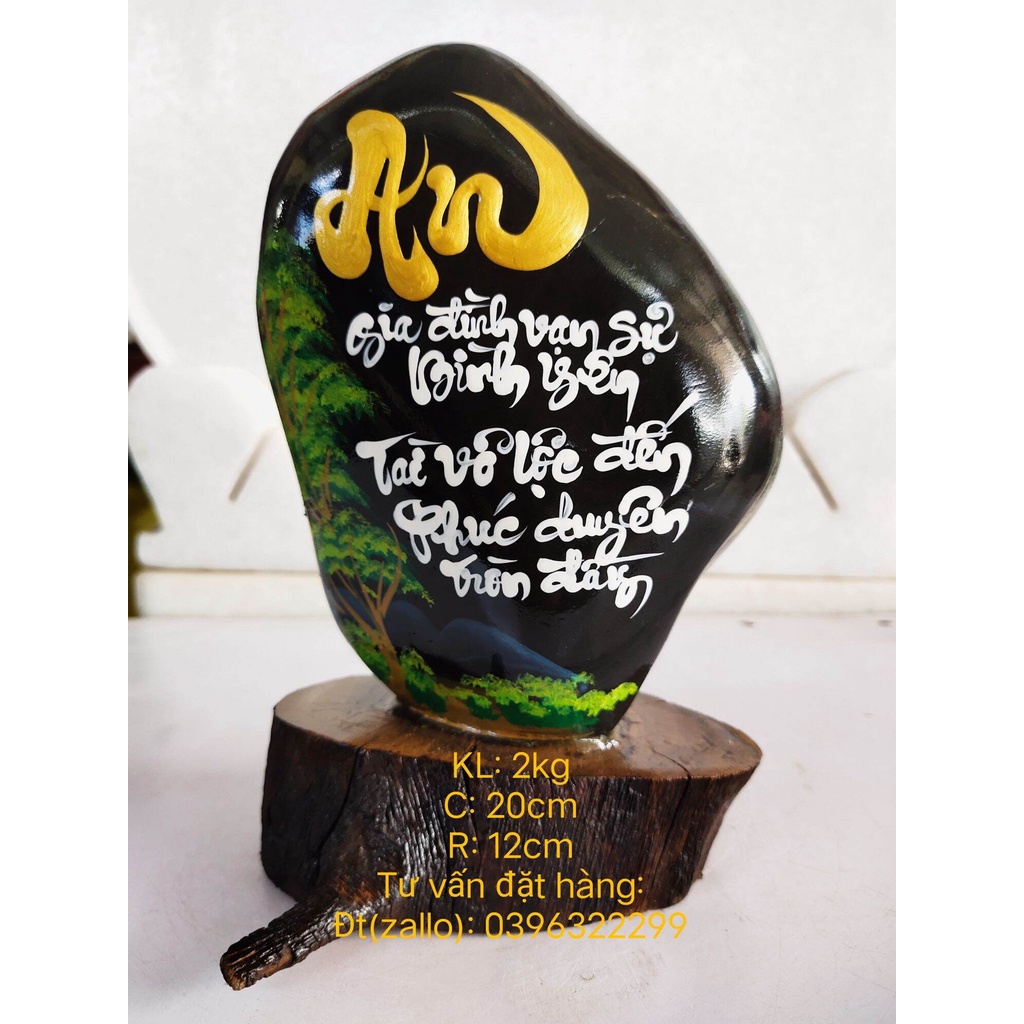 Thư pháp trên đá đen tuyền 💯 tự nhiên .. Giá gốc tại xưởng, Khắc chữ thư pháp theo yêu cầu c