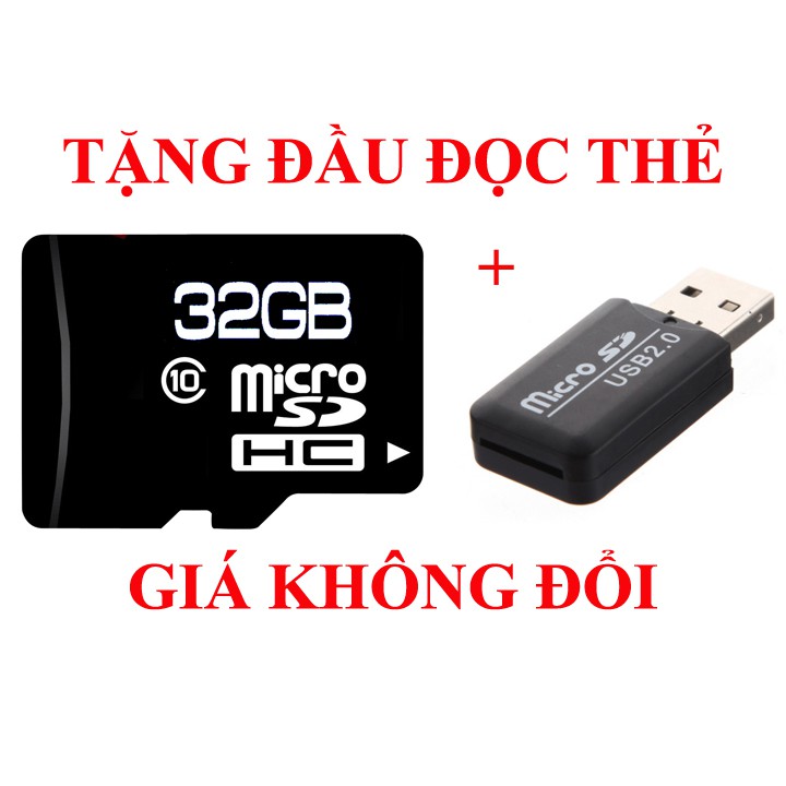 thẻ nhớ 32gb tặng usb đọc thẻ tặng khả năng lưu trữ trên điện thoại và camera ip