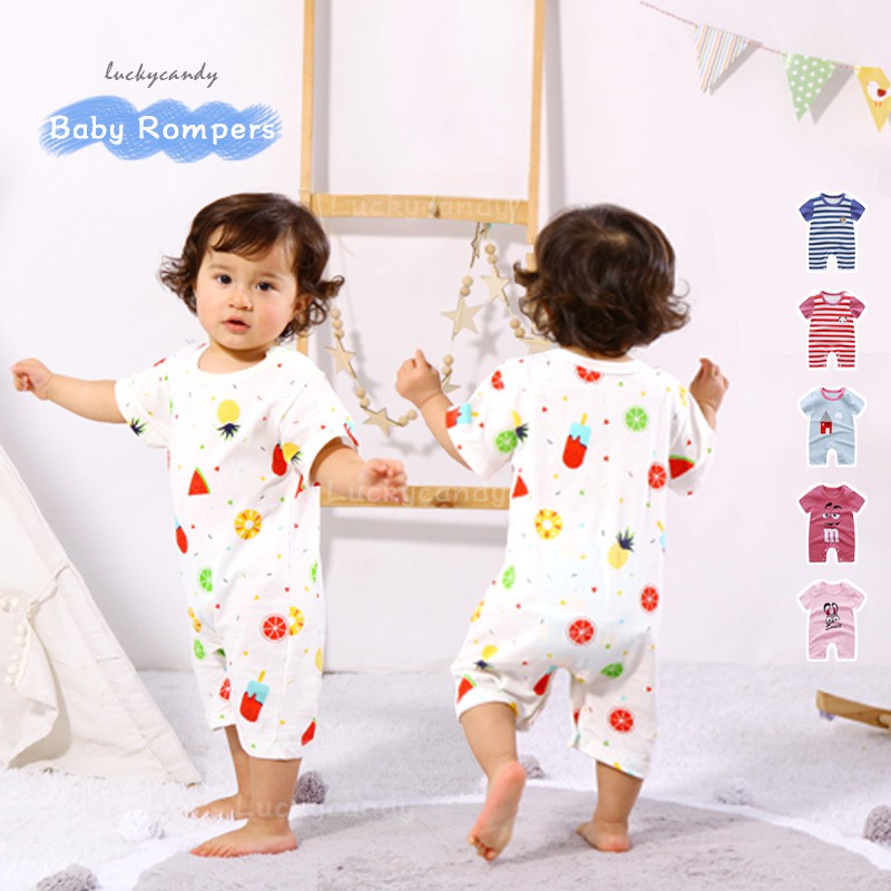 Bộ Áo Liền Quần Bằng Cotton Tay Ngắn Dành Cho Bé
