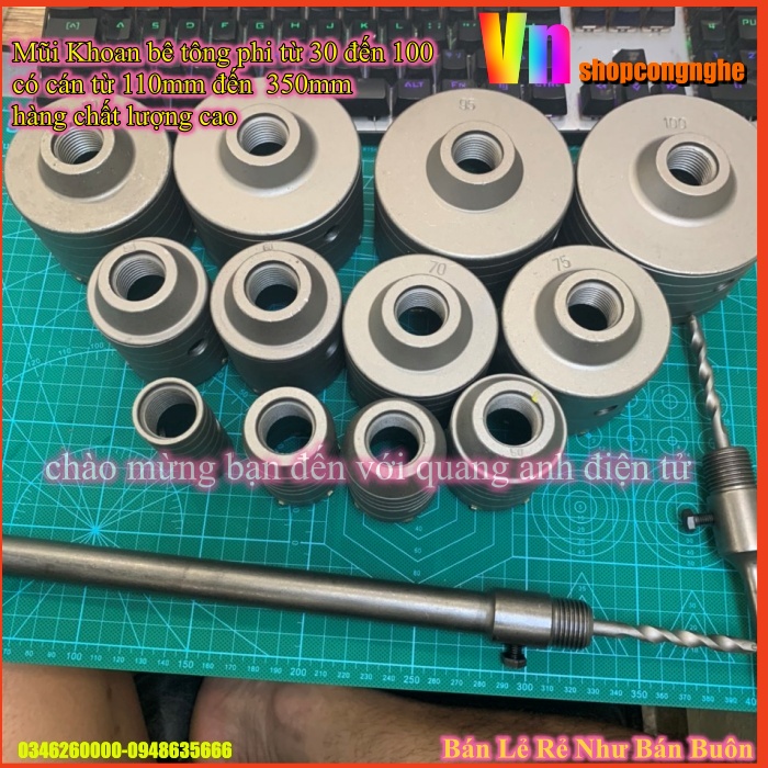 Mũi khoét bê tông( đầu khoét riêng, cán riêng,combo cả đầu+cán .tùy vào khách lựa chọn)