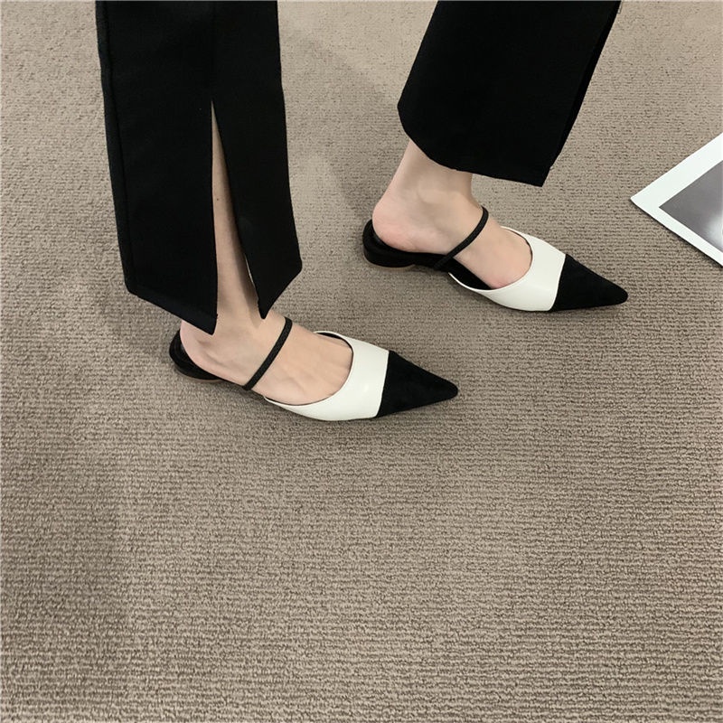 Giày Sandal Đế Bằng Mũi Nhọn Gót Thấp Thời Trang Xuân Hè Hàng Mới Dành Cho Nữ 2022