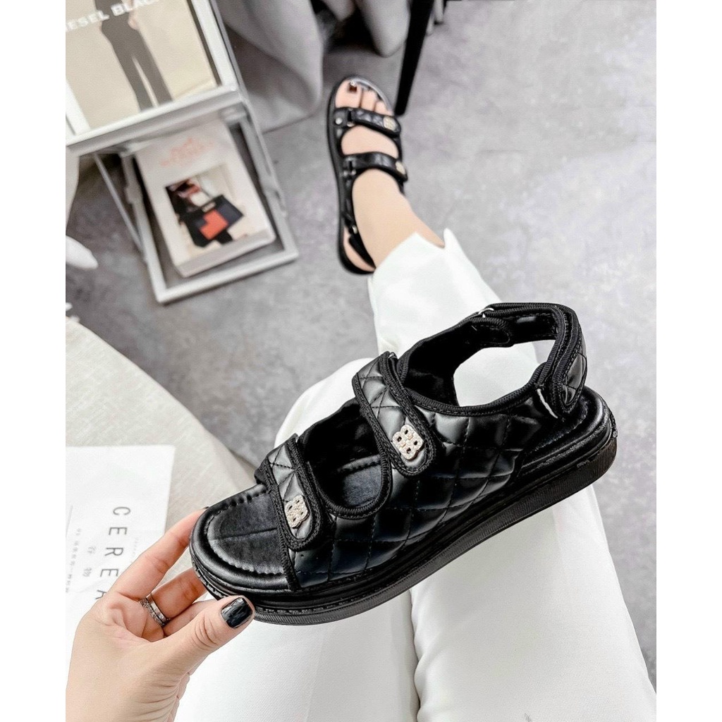 GIÀY SANDAL HAI QUAI TRẦN TRÁM ĐẾ BÁNH MỲ CAO 3P ÊM CHÂN SIÊU XINH
