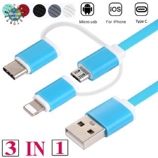 Dây cáp sạc 3 trong 1 đầu Micro USB / Type-C / Lightning cho IOS Android