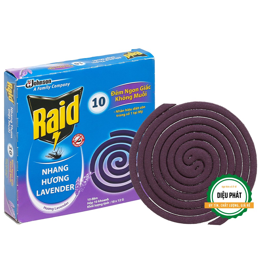 ⚡️ Nhang Muỗi Raid Hương Lavender 10 Khoanh Hộp 120g