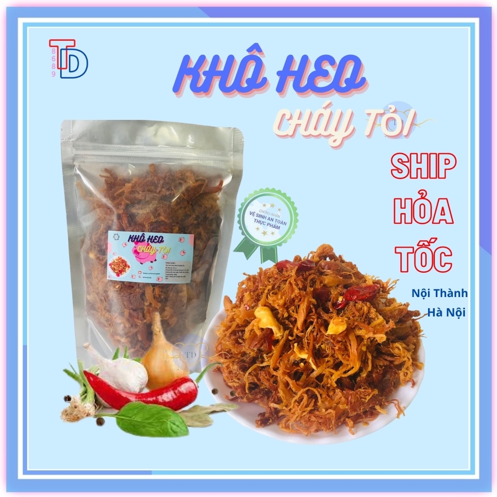 Khô Heo Cháy Tỏi Loại 1 Ngon Vị Cay Vừa 300g, Đồ Ăn Vặt thiendung8689