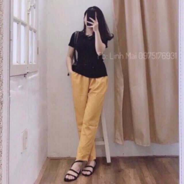Quần Dài đũi Dáng Baggy Nữ Lưng Chun Nhẹ Nhàng Thoải Mái