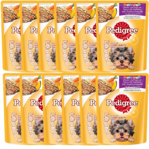 Thức ăn chó con Pedigree vị gà, gan, trứng và rau 80g