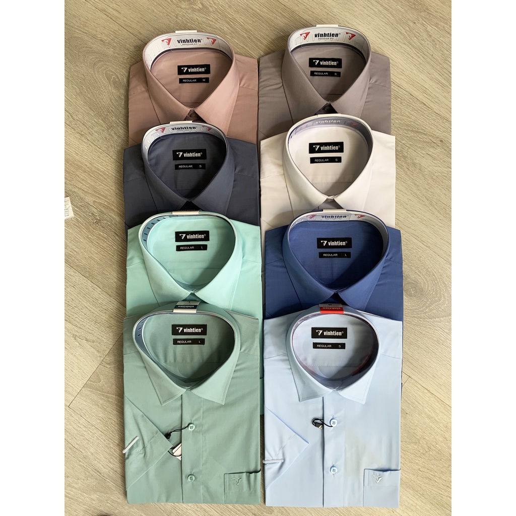 Áo Sơ Mi Ngắn Tay Trơn Màu Dáng Regular Vĩnh Tiến GTB 320