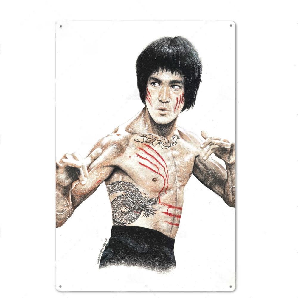 2020 Bruce Lee Metal Poster Plaque Metal Vintage Actor Metal Sign Tin Sign Wall Decor for Man Cave Bar Pub Club