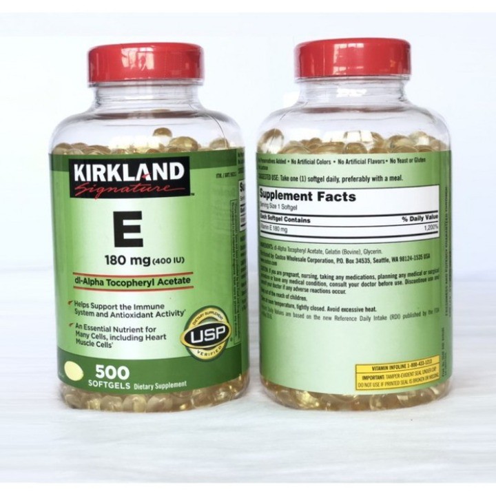 Vitamin e Kirkland 500 viên - Viên uống trắng da ❤️CHÍNH HÃNGVitamin e 400 hỗ trợ làm đẹp da