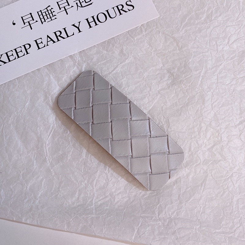 Kẹp Tóc Da PU Màu Cafe Phong Cách Hàn Quốc Cho Phái Nữ