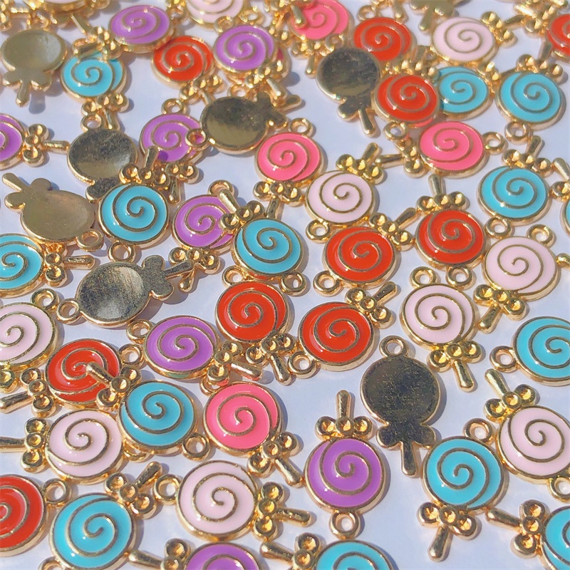 Set 10 Mặt Vòng cổ Hợp Kim Nhiều Màu Sắc Hình Kẹo Mút