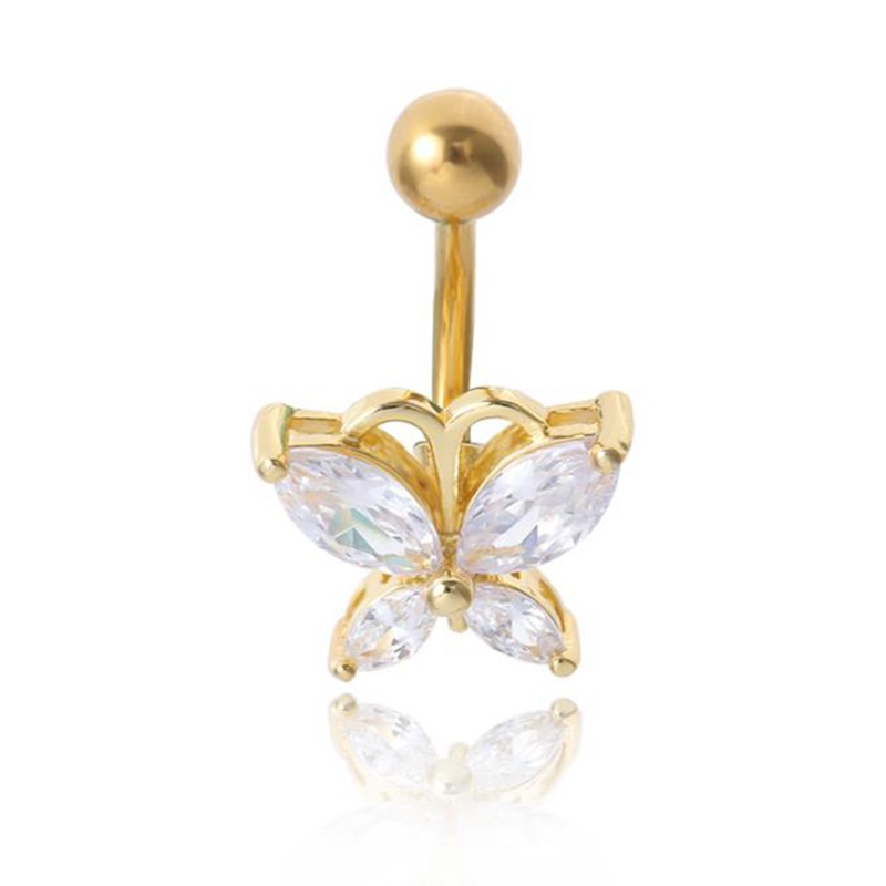 Khuyên Đeo Rốn Hình Bướm Đính Đá Bằng Thép Không Gỉ Cao Cấp