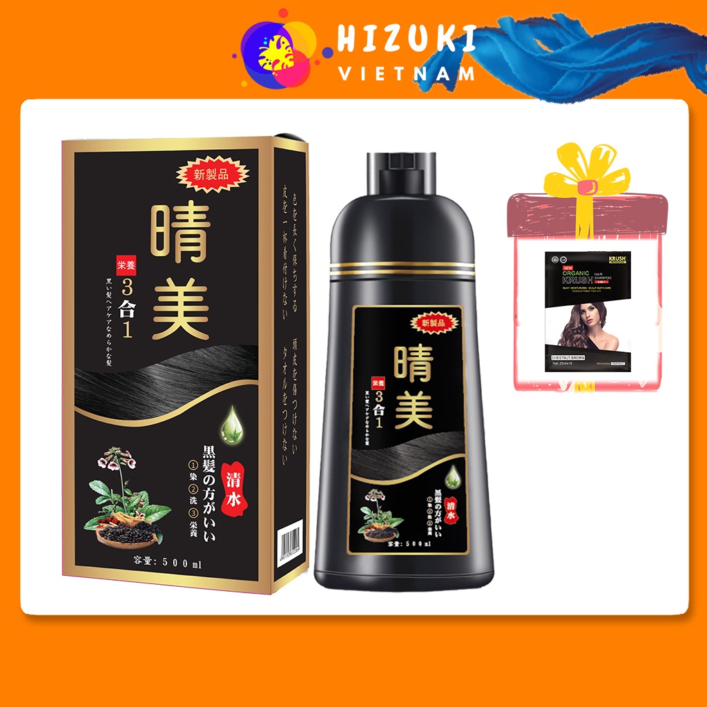 (Chính Hãng - Tem Chống Giả) Dầu Gội Komi Nhật Bản Dầu Gội Phủ Bạc Nhật Bản Giúp Phủ Đen Tóc Không Dín Da Đầu Chai 500ml