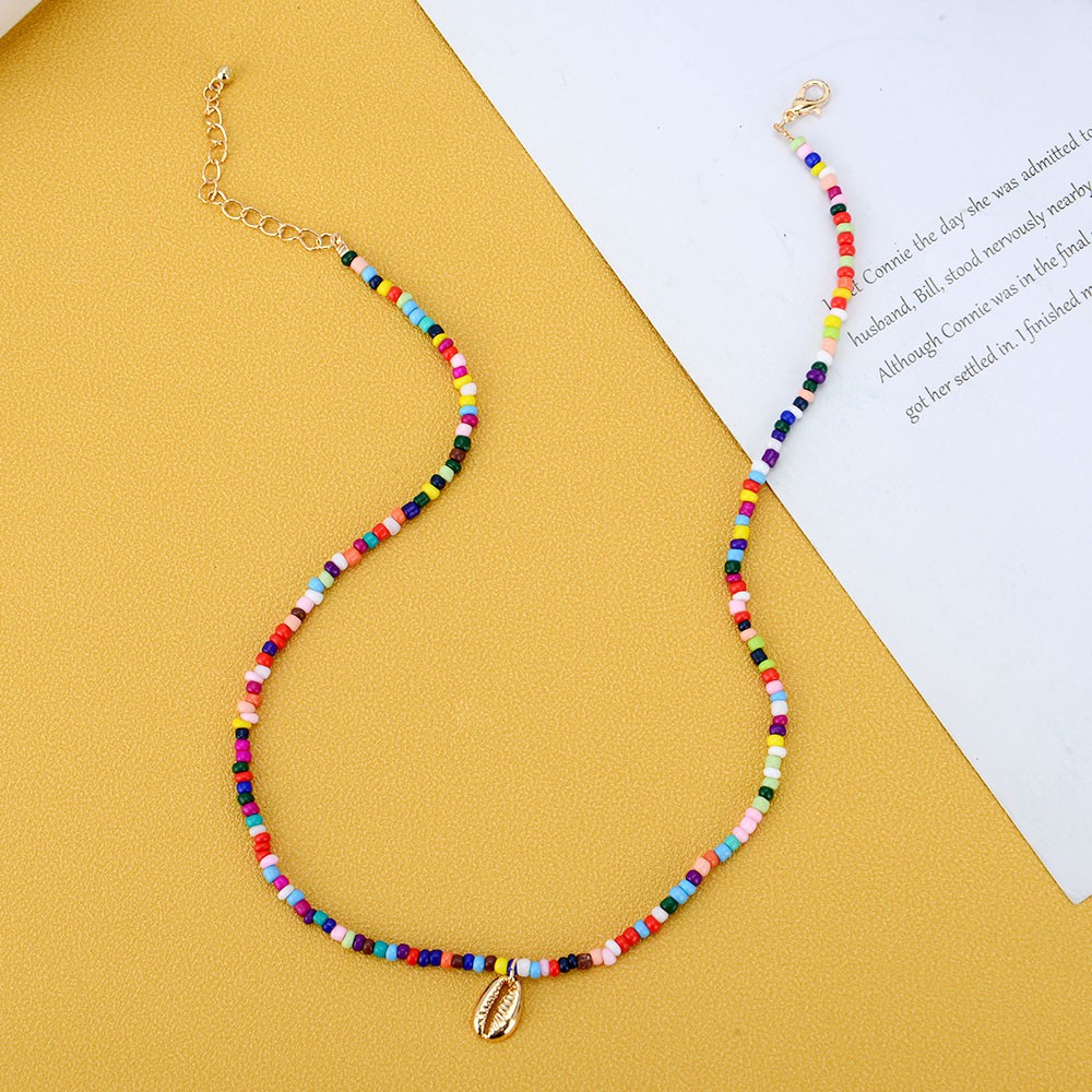 Necklace Bohemian Style Beads Choker Women 2pcs Colorful