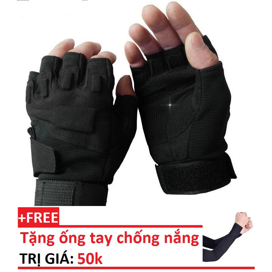 găng tay cụt ngón đi phượt giá rẻ, găng tay xe máy + tặng kèm găng tay chống nắng trị giá 30k