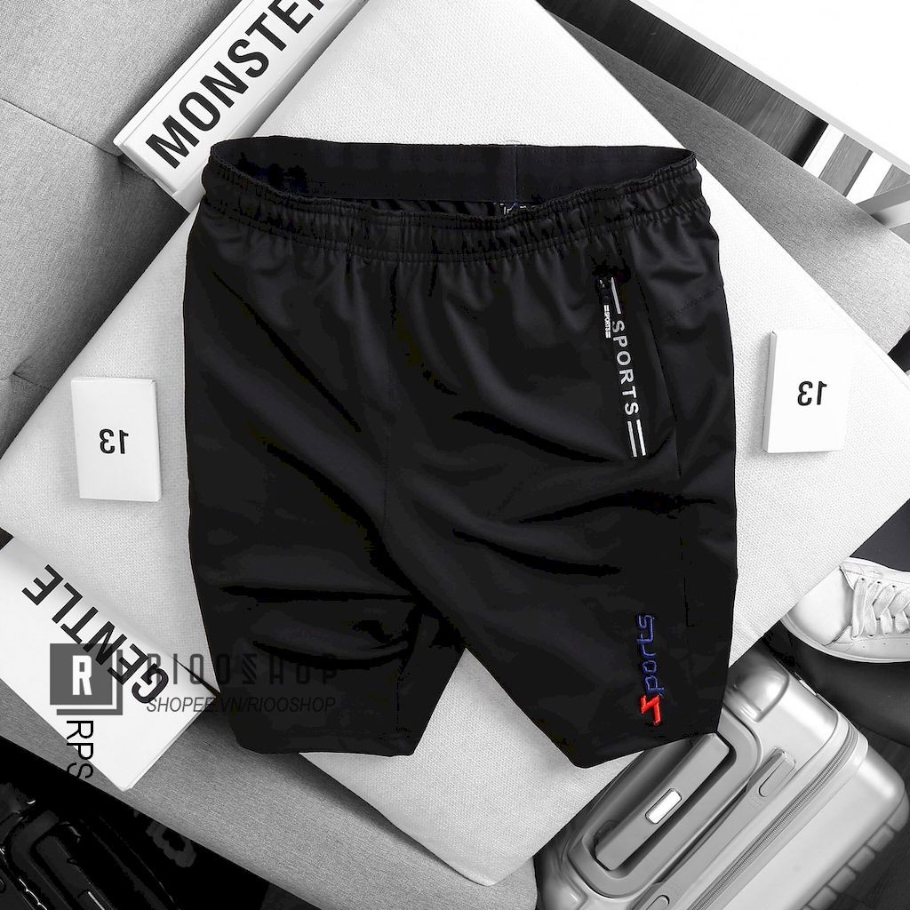 Quần short thun lạnh nam cao cấp phối dây kéo chuẩn shop sport RPS041av - quần thể thao nam Riooshop