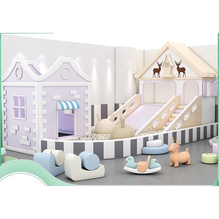 Liên hoàn nhà bóng cầu trượt xoăn - Nhà bóng bọc da mầm non cho bé vui chơi