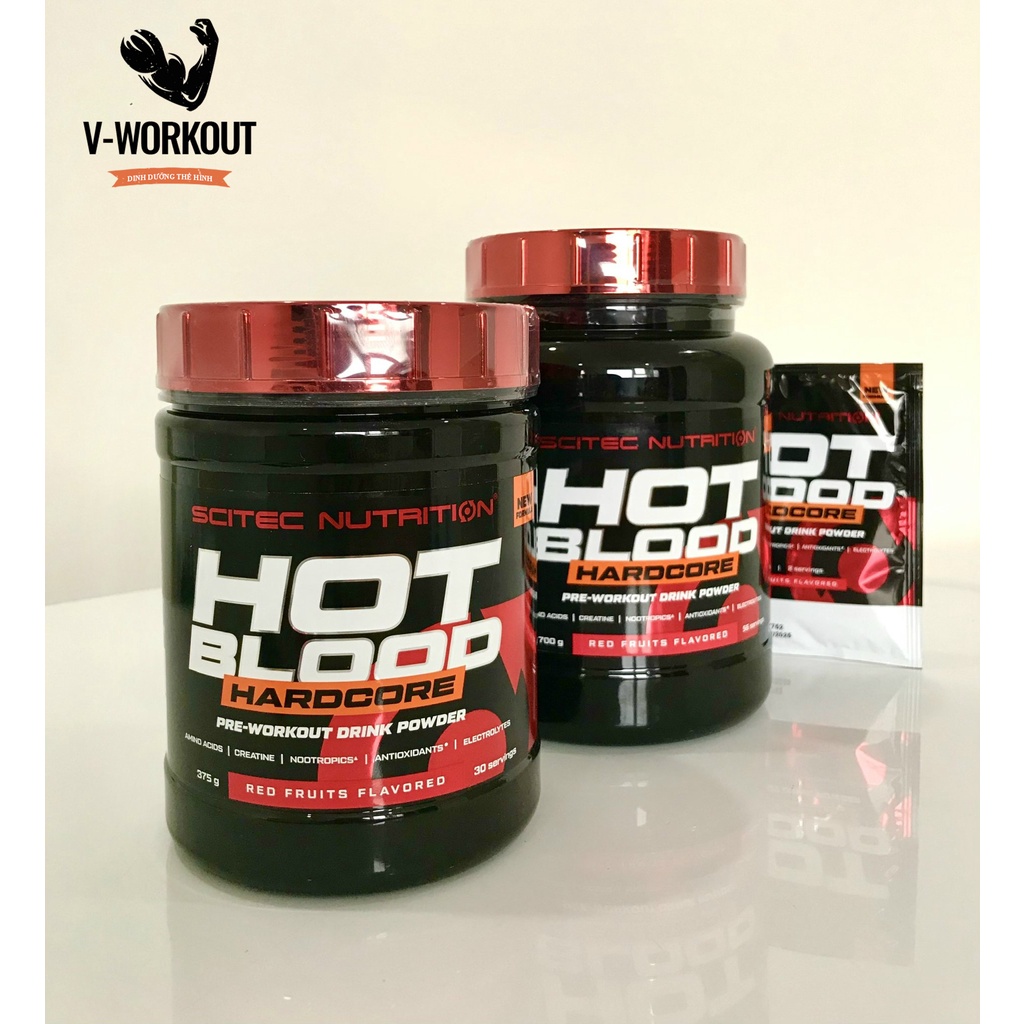 Pre-Workout | HOT BLOOD HARDCORE SCITEC| Hỗ trợ tập luyện, tăng sức mạnh, sức bền, sự tập trung, tập không kiệt sức.