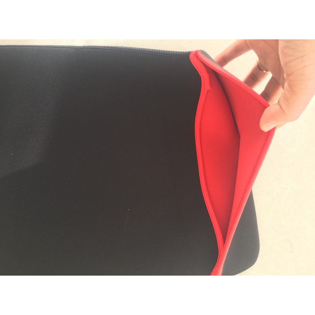 Túi chống sốc Laptop 14inch nắp đậy sọc đỏ thiết kế mỏng vải mềm mịn bền đẹp