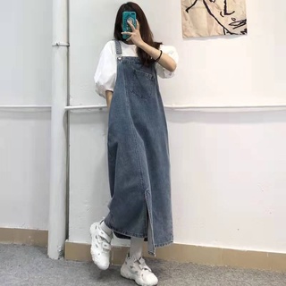 Váy Yếm denim Xẻ Tà Thời Trang Mùa Xuân 2023 Cho Nữ