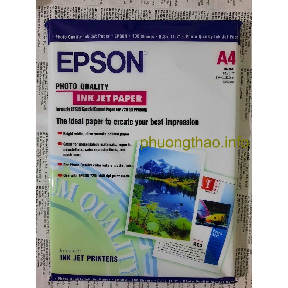 Giấy in màu Epson A4 100 tờ ĐL130gsm - Giấy in ảnh/ Chính hãng Epson