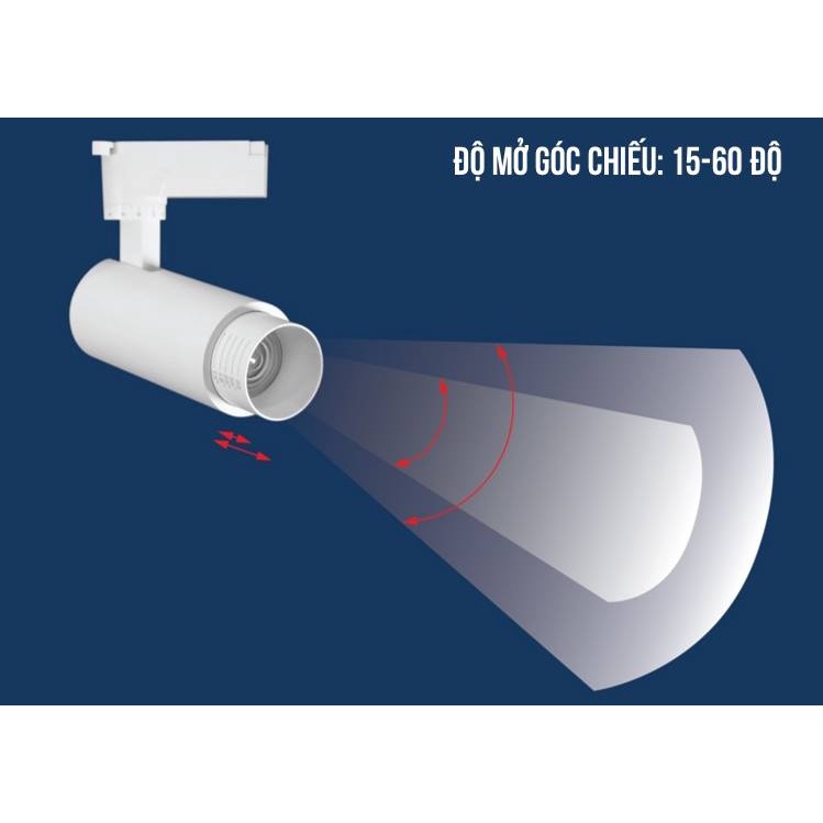 Đèn LED Rọi Ray Zoom ánh sáng vàng 3000k, Đèn rọi ray cao cấp TLC LIGHTING mẫu mới, kiểu dáng đẹp, hút mắt - HÀNG VN