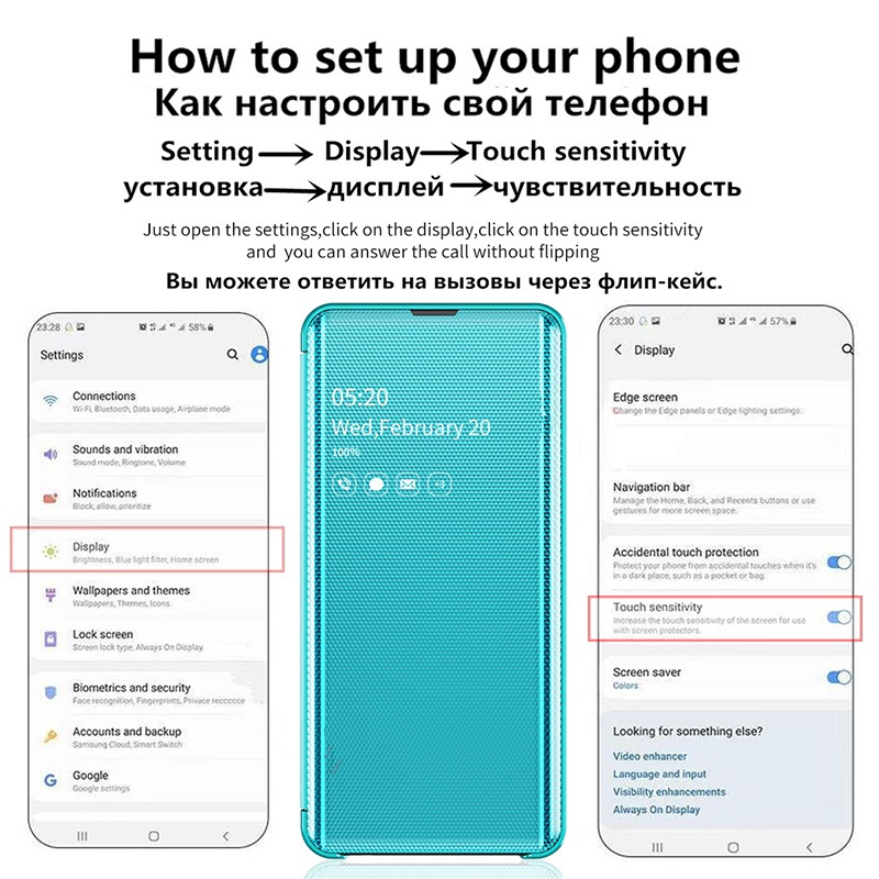 Ốp điện thoại nắp lật mặt gương trong suốt thông minh phối da cho Samsung S20 Plus S20 Ultra A71 A51 S10 Plus S10E 5G | BigBuy360 - bigbuy360.vn