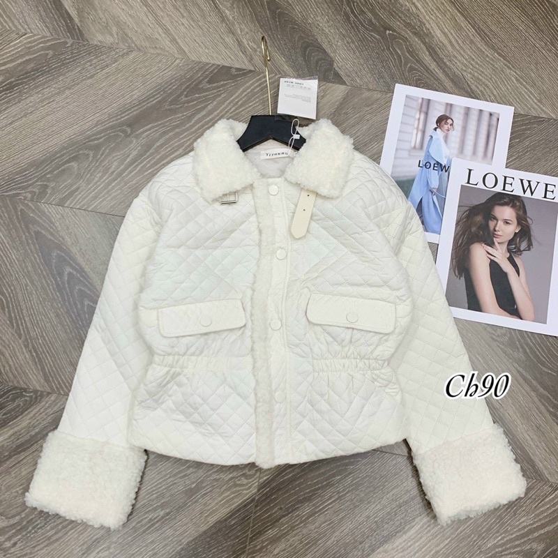 (sẵn) áo khoác phao trám trắng kem túi ngực hàng qccc (video ảnh thật) | BigBuy360 - bigbuy360.vn