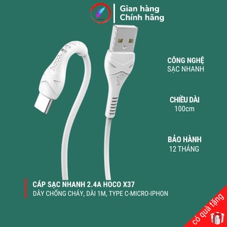 Dây Cáp Sạc Nhanh Hoco X37 2.4A Type C IPMicro Bảo Hành 12 Tháng