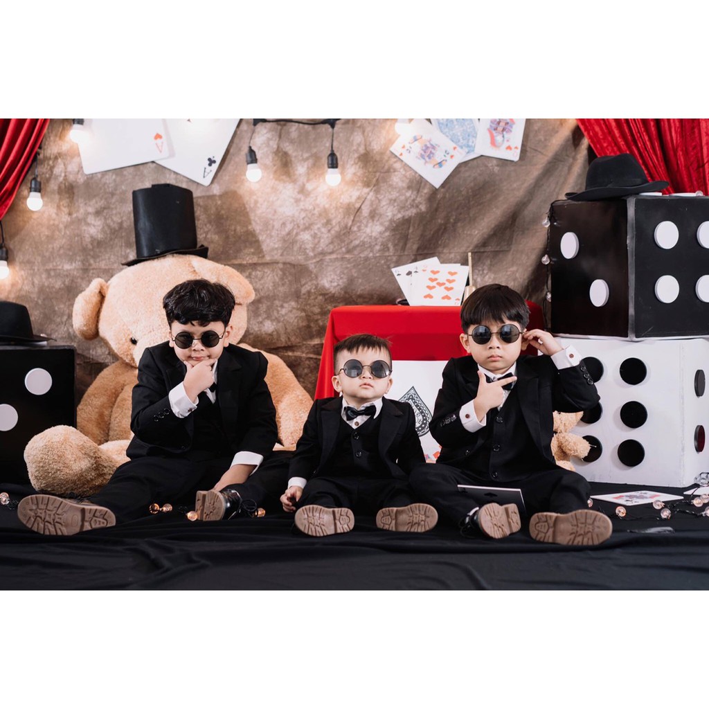 SET QUẦN ÁO VEST BÉ TRAI MÀU ĐEN