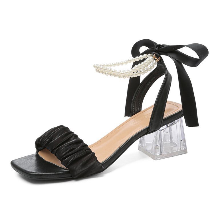 Giày cao gót nữ quai voan nhún 5 phân, giày sandal nữ quai ngọc 5 phân Uyên Oliver Shoes mã CD44