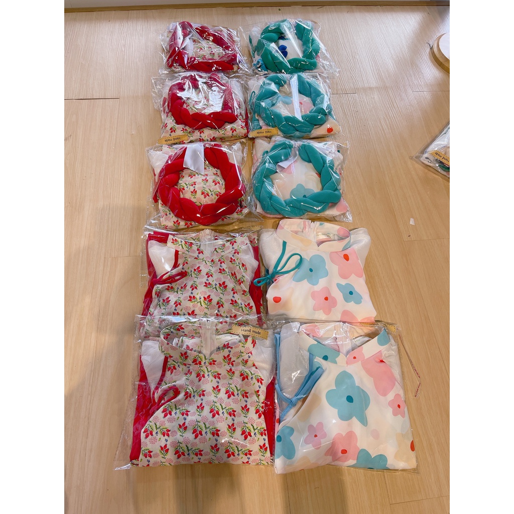 ÁO DÀI CÁCH TÂN BÉ GÁI 8-20KGS KÈM MẤN [HANDMADE]