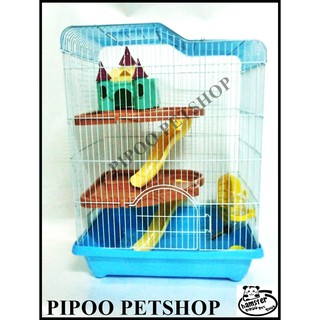 Lồng lâu đài 3 tầng cho hamster