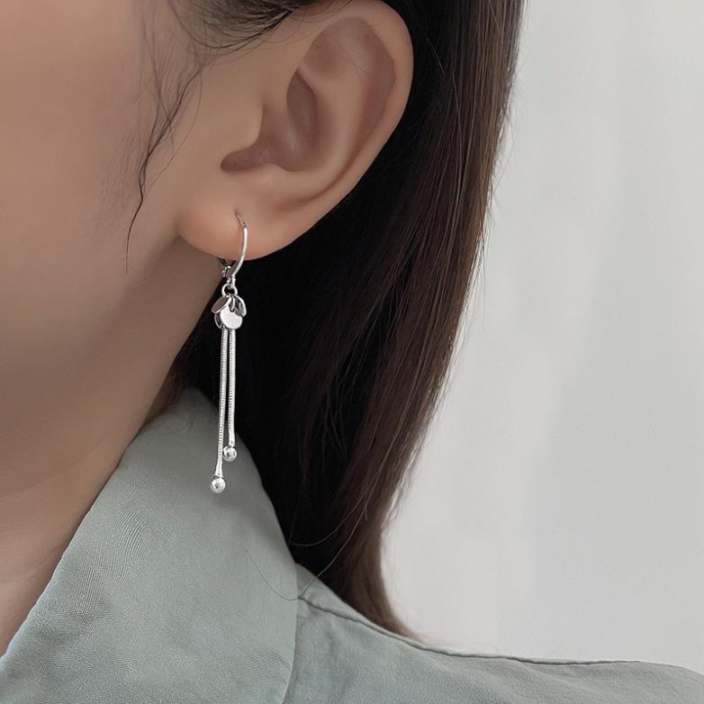 (0183) Khuyên Tai Sợi Dáng Dài Đính Hạt Cườm Sang Trọng