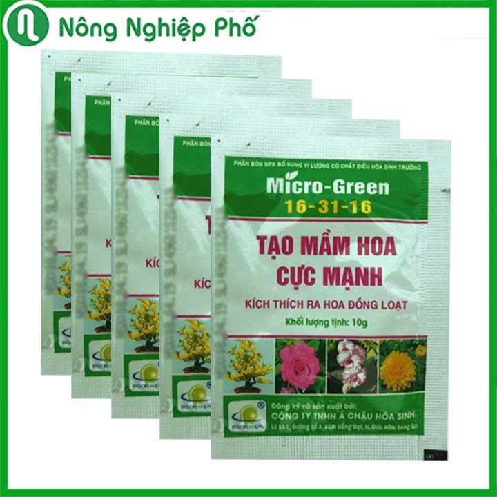 Phân Bón Đa Vi Lượng Micro Green 16-31-16 Giúp Tạo Mầm Hoa Cực Mạnh, Thúc Đẩy Ra Hoa Đồng Loạt Gói 10 Gram