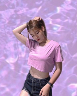 Áo Croptop crt trơn cổ tròn basic