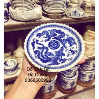 Đĩa thờ trầu cau men trắng