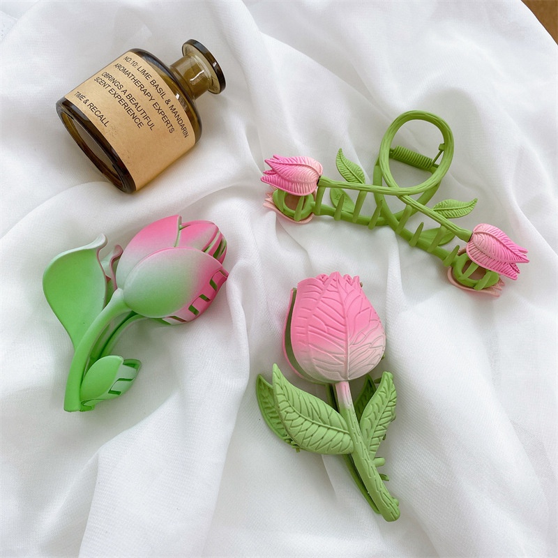 Kẹp Tóc Hoa Tulip / Cá Mập Đơn Giản Dễ Thương Phong Cách Hàn Quốc