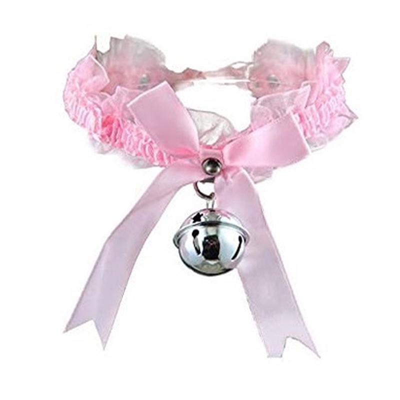 flowersqueen Vòng cổ choker ren đính chuông dễ thương có thể điều chỉnh cho nữ